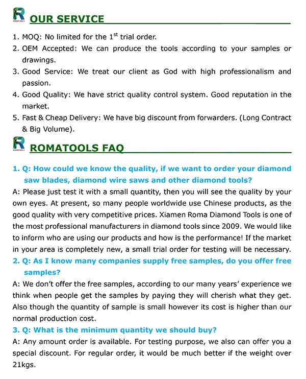 Romatools Diamond a Type Blades - Protective Segments